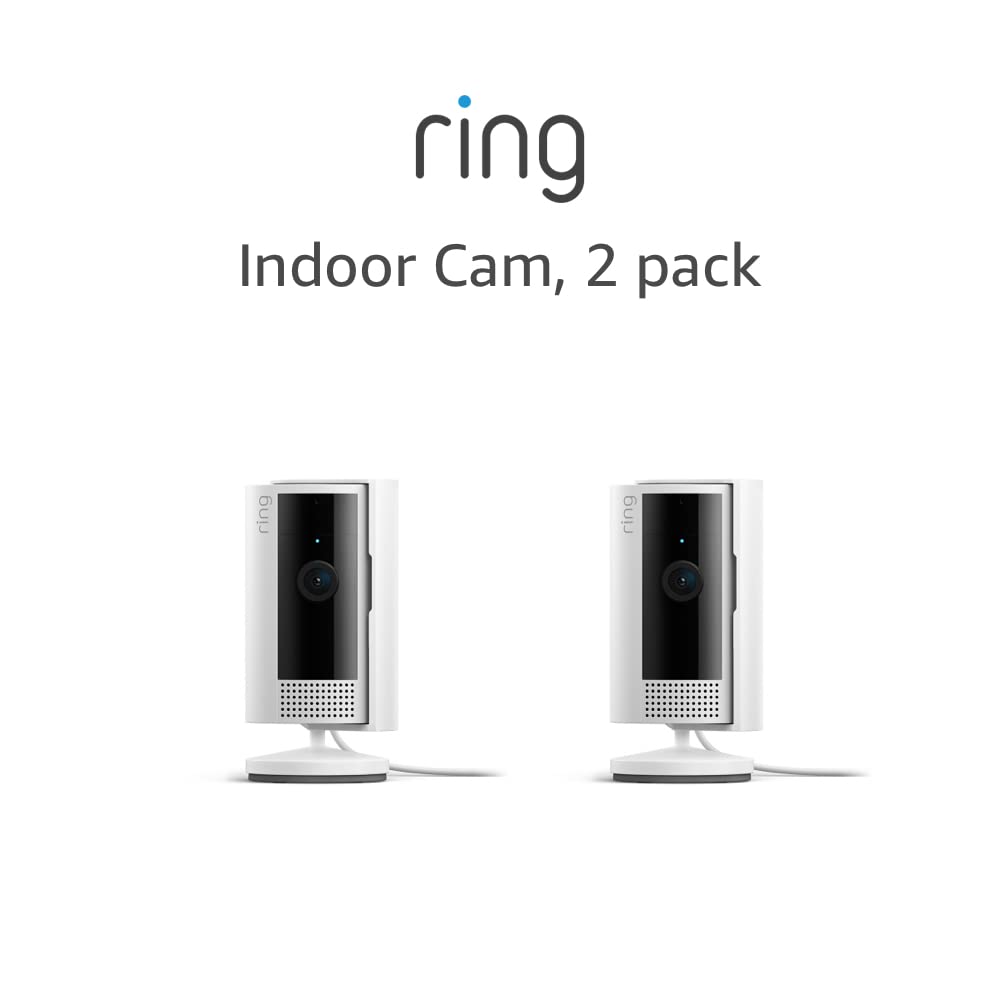 Ring Indoor Cam (2nd Gen) | latest generation, 2023 release | 1080p HD Video & Color Night Vision, Two-Way Talk, and Manual Audio & Video Privacy Cover | 2-pack, White